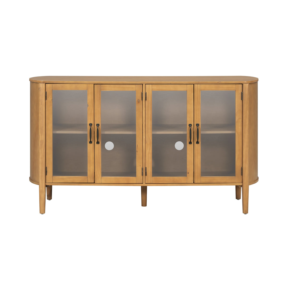 Stylish Large Storage Cabinet with 4 Doors – Solid Wood and Glass