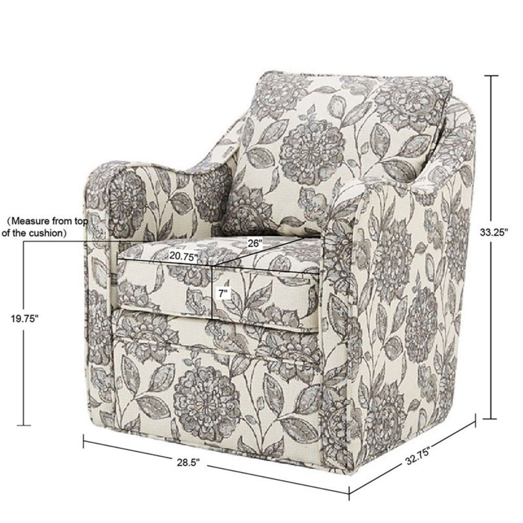 Wide Seat Swivel Arm Chair with 360 Degree Rotation - Gray or Beige