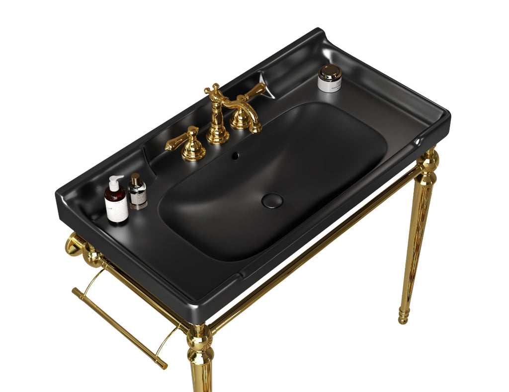 36" Bathroom Ceramic Basin with 3 Pre-Drilled Holes - Green or Black