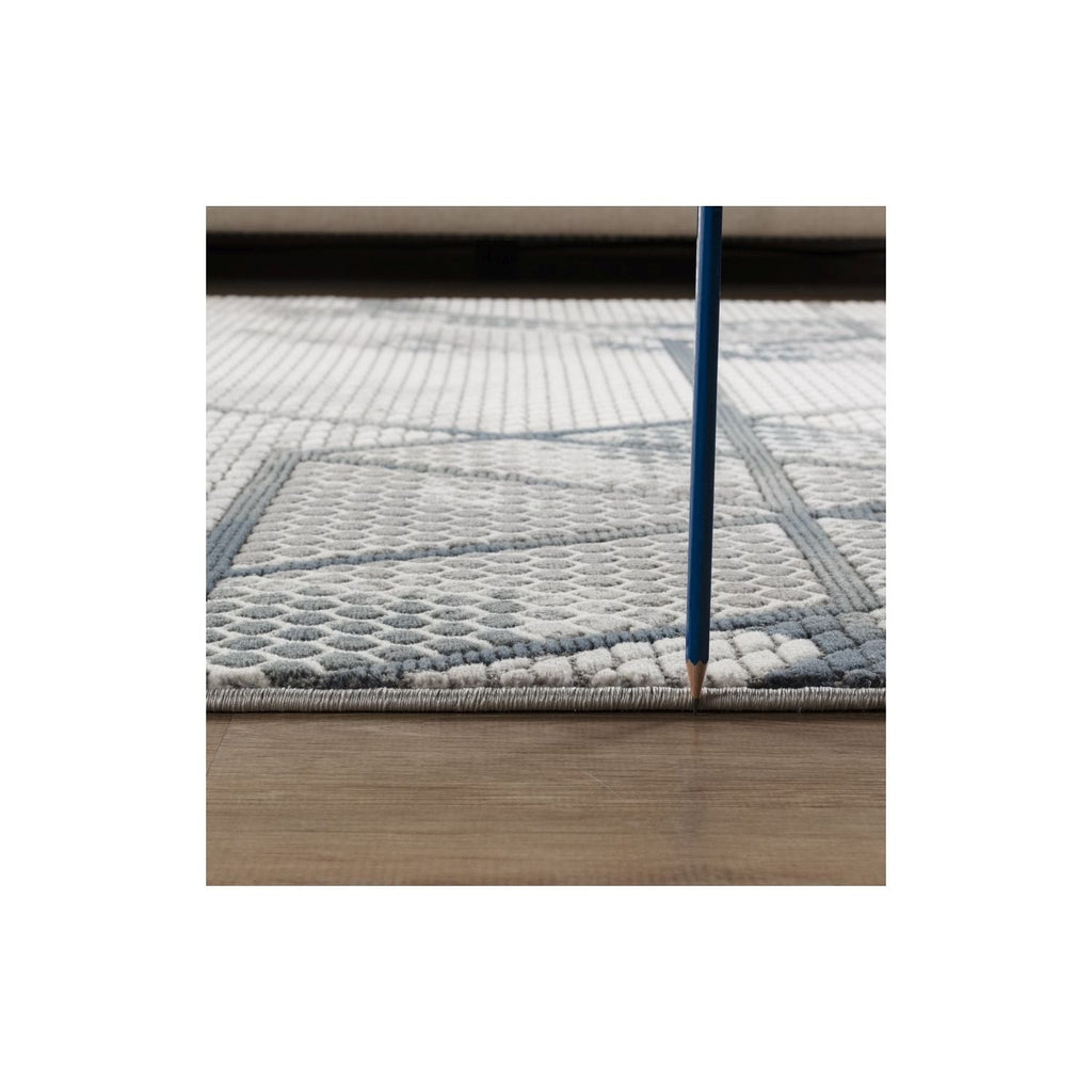Geometric 3D Effect Area Rug with Contemporary Design - Ivory / Gray