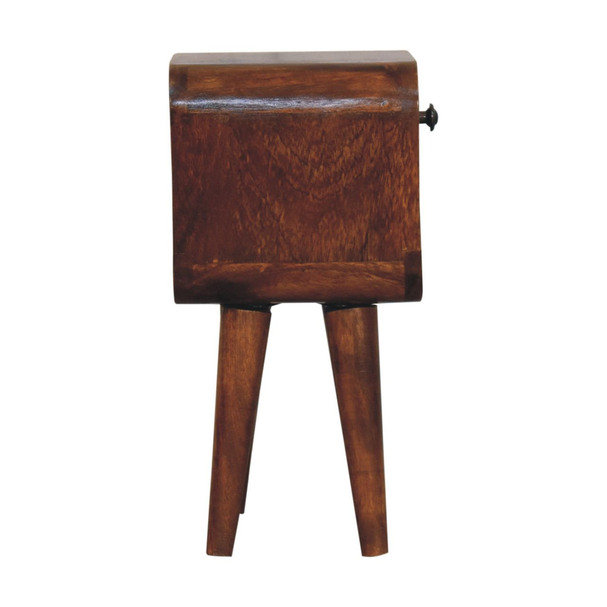 Solid Wood Extra Mini Nightstand with Curved Lower Shelf - Chestnut