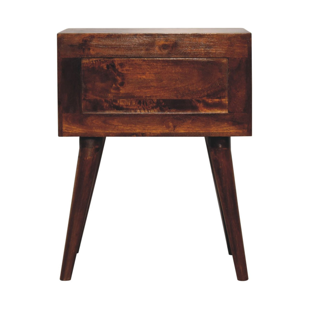 Solid Wood Nightstand with 2 Drawers and Nordic Legs - Chestnut
