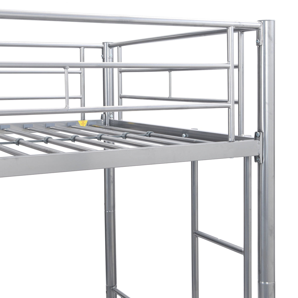 Twin Over Twin Bunk Bed with Trundle - Sturdy Metal Frame - Pearl Silver, White, or Pink