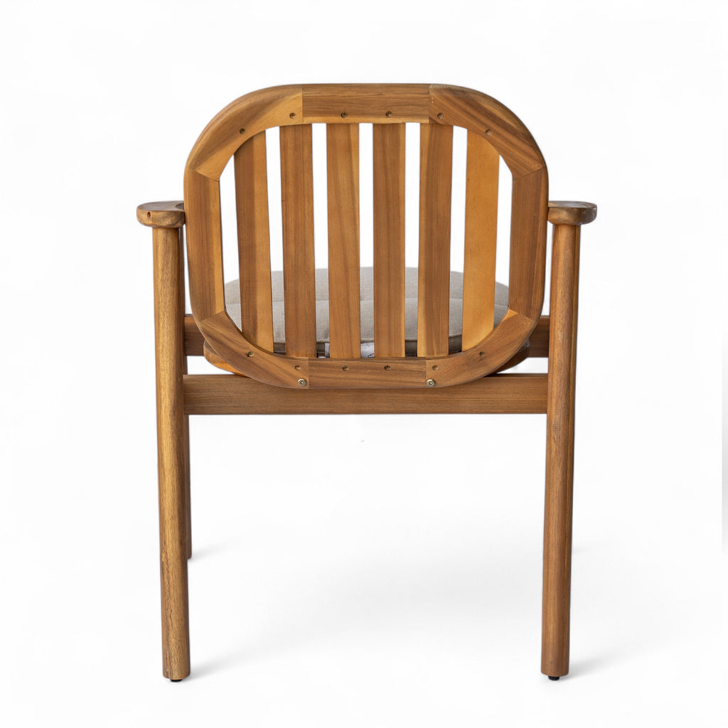 Meja Dining Chair with Cushion, Set of 2 - Acacia Wood Patio Seating
