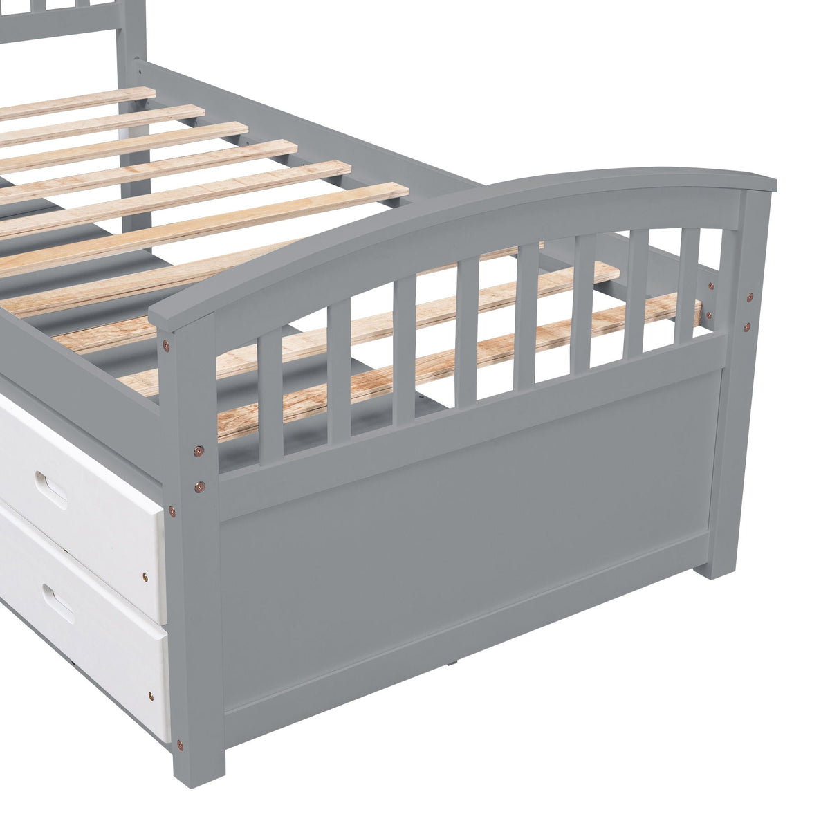 Solid Wood Twin Storage Bed with 6 Drawers - Multiple Colors