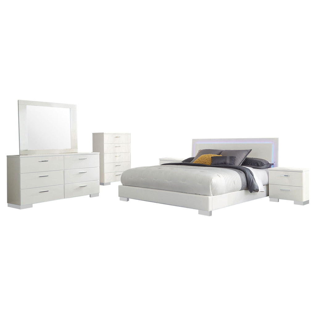 Felicity 6-piece California King Bedroom Set White Gloss