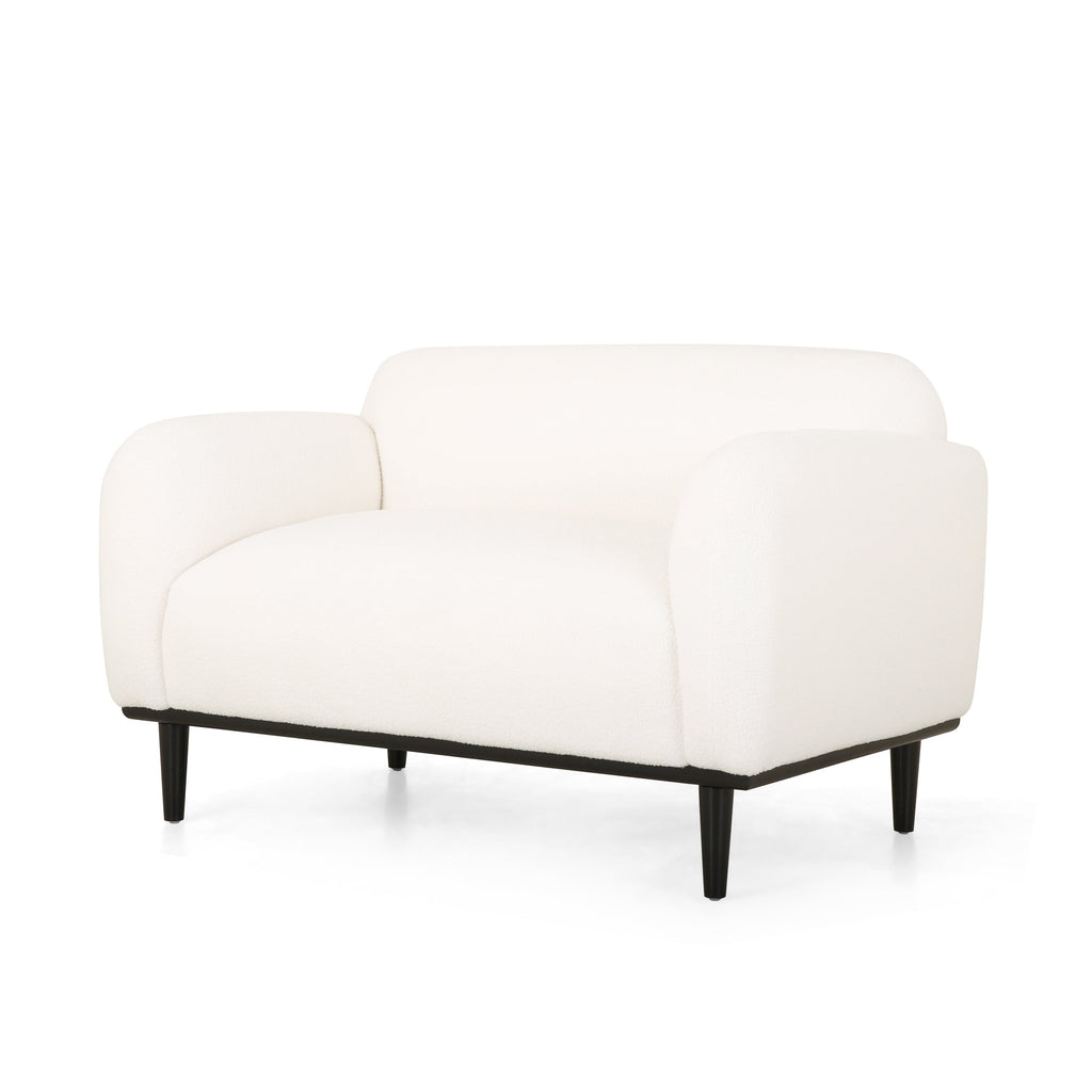 Bouclé Fabric Loveseat Sofa with Birch Wood Legs - 50 Inch