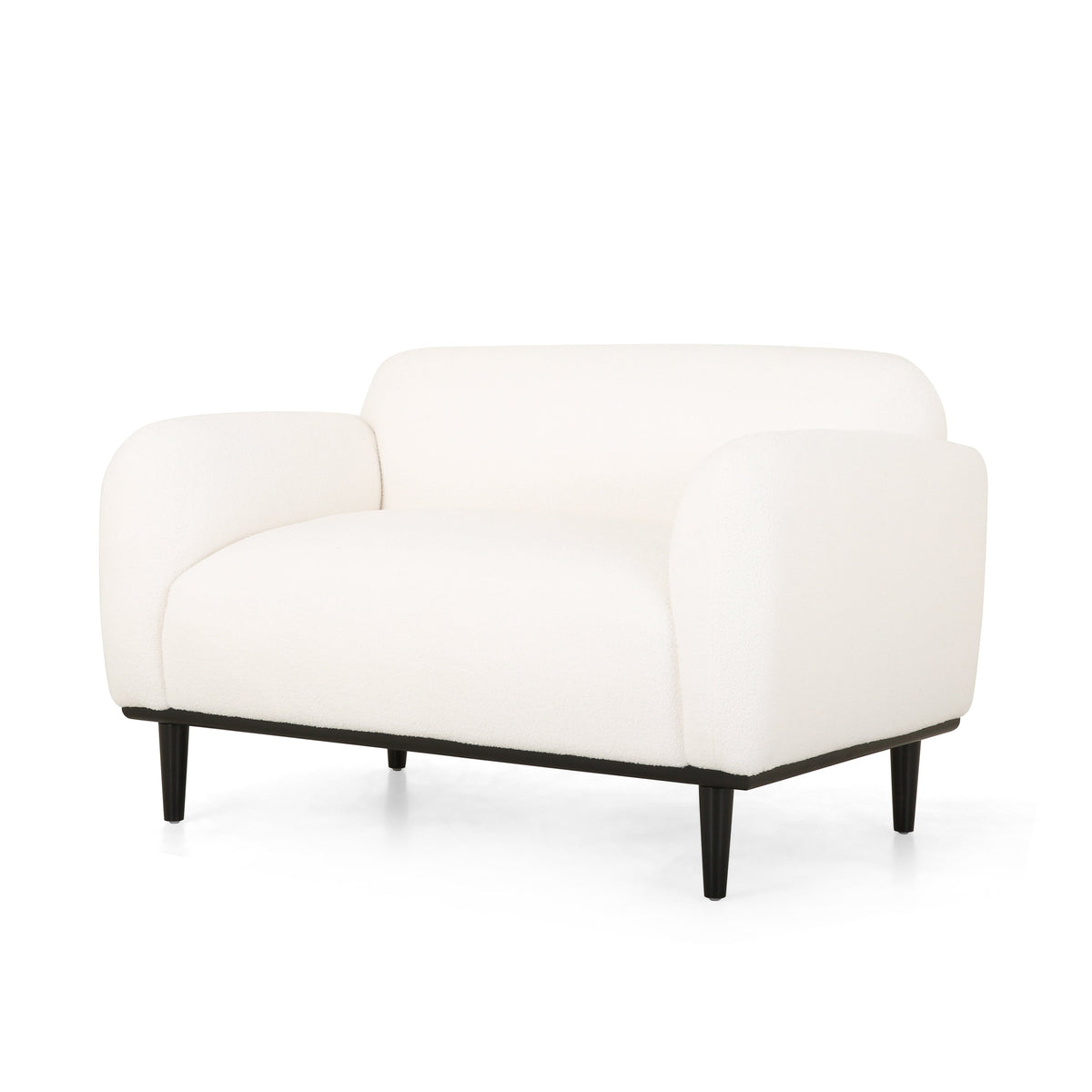 Bouclé Fabric Loveseat Sofa with Birch Wood Legs - 50 Inch