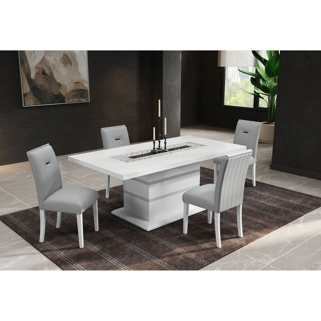 Ariya Dining Table with High Gloss Finish - Dark Gray or White