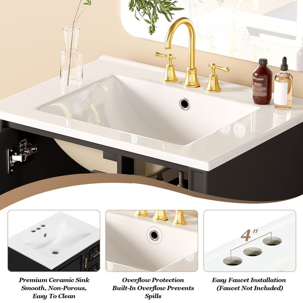 Traditional Bathroom Vanity Set with Soft Close Doors - Multiple Colors