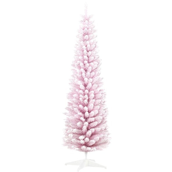 Snow Flocked Artificial Christmas Tree with Pencil Shape - White