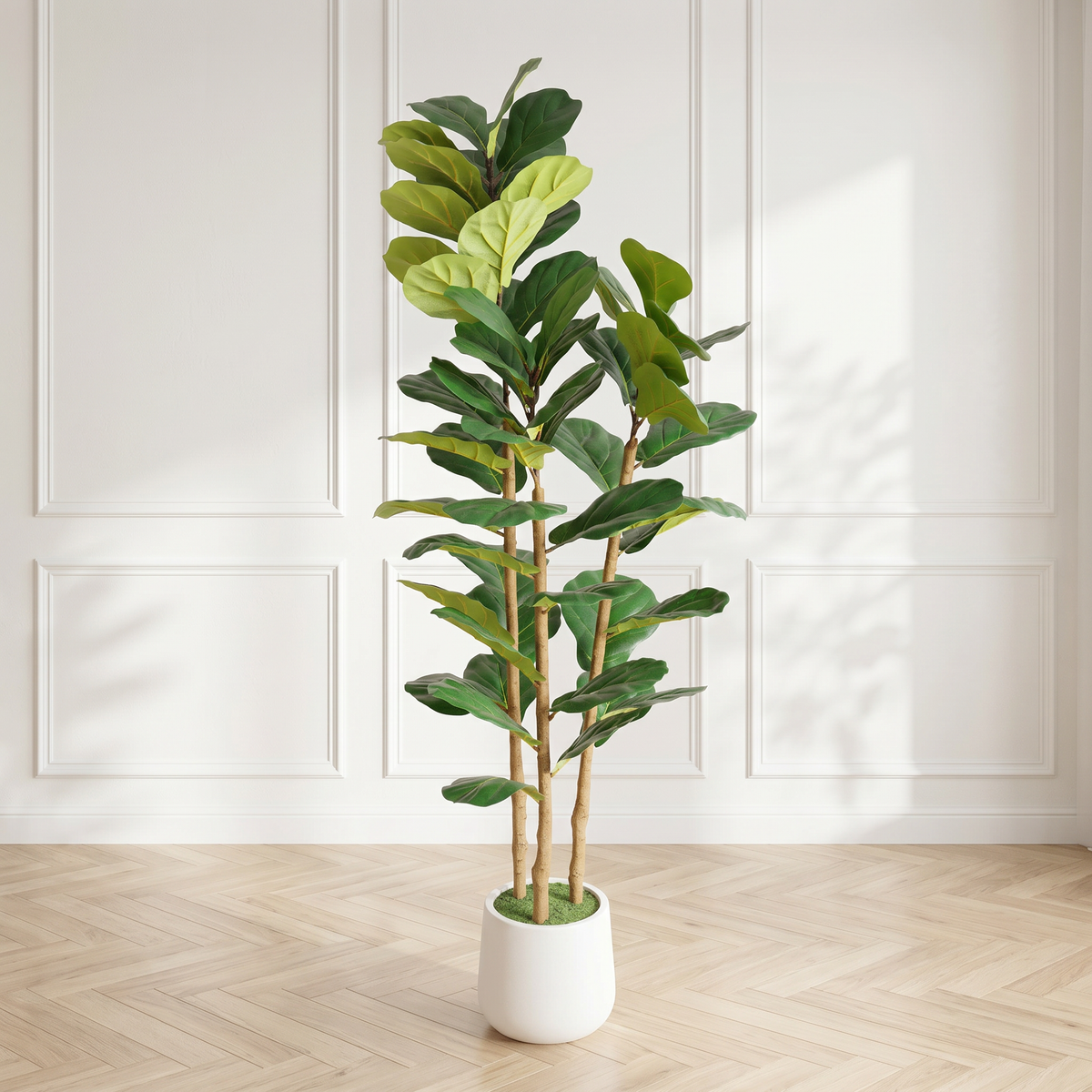 5.2FT Artificial Fiddle Leaf Fig Tree with Decorative Pot – Green Leaves