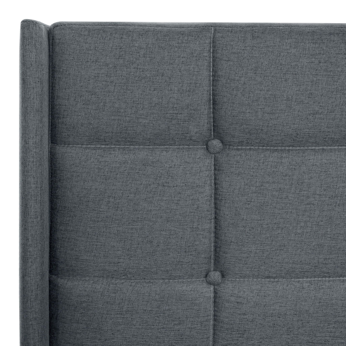 Queen Size Upholstered Platform Bed Frame with Button Tufted Linen Headboard - Dark Gray