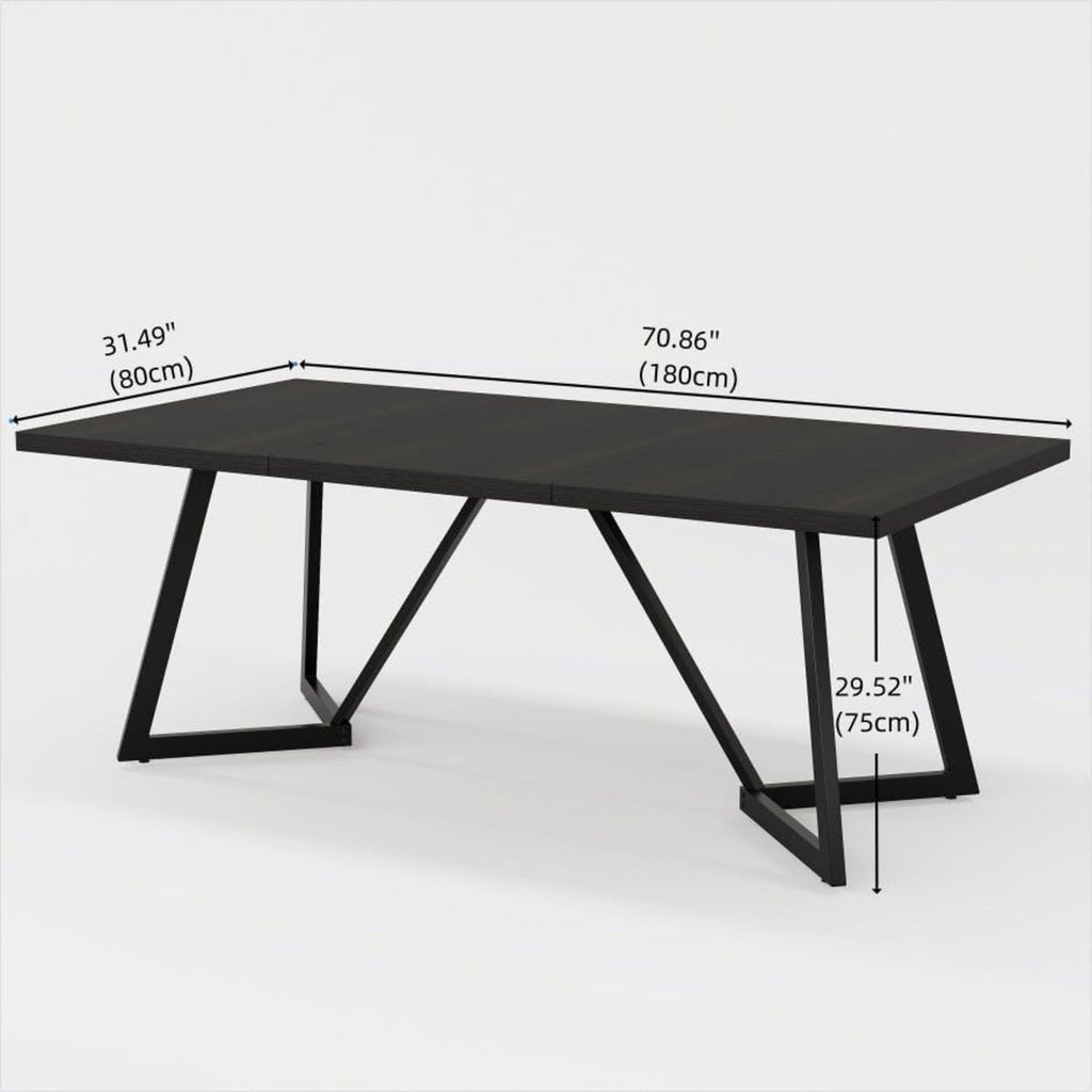 Rectangular Dining Table for 6-8 People with Durable Steel Frame - Black