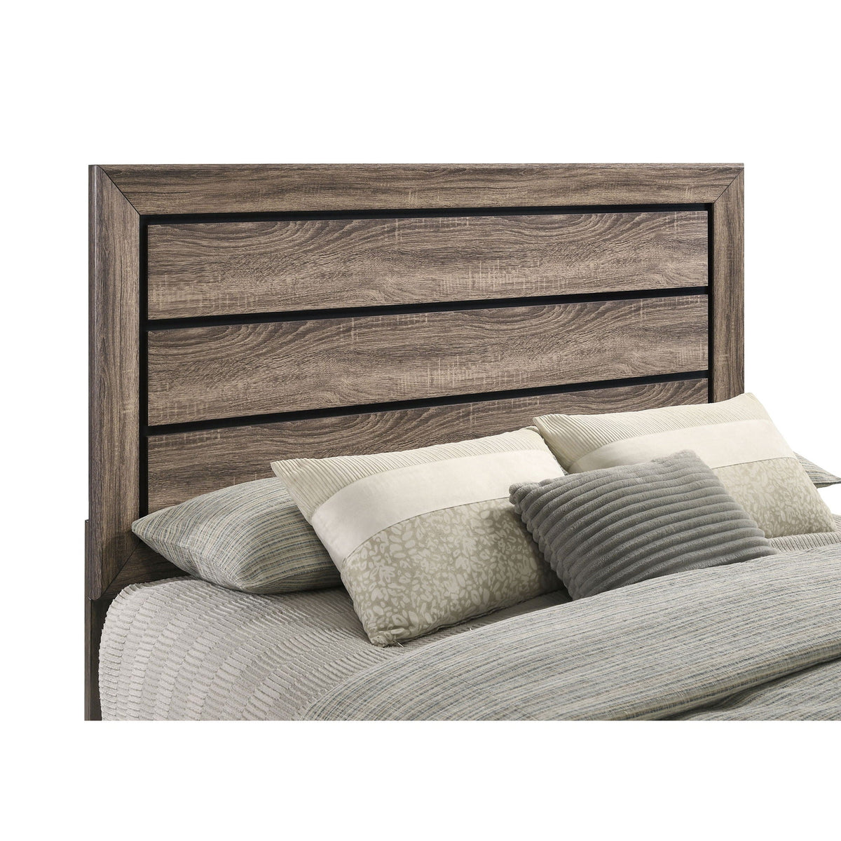 Oatfield Panel Bed with Slatted Design - Dark Brown