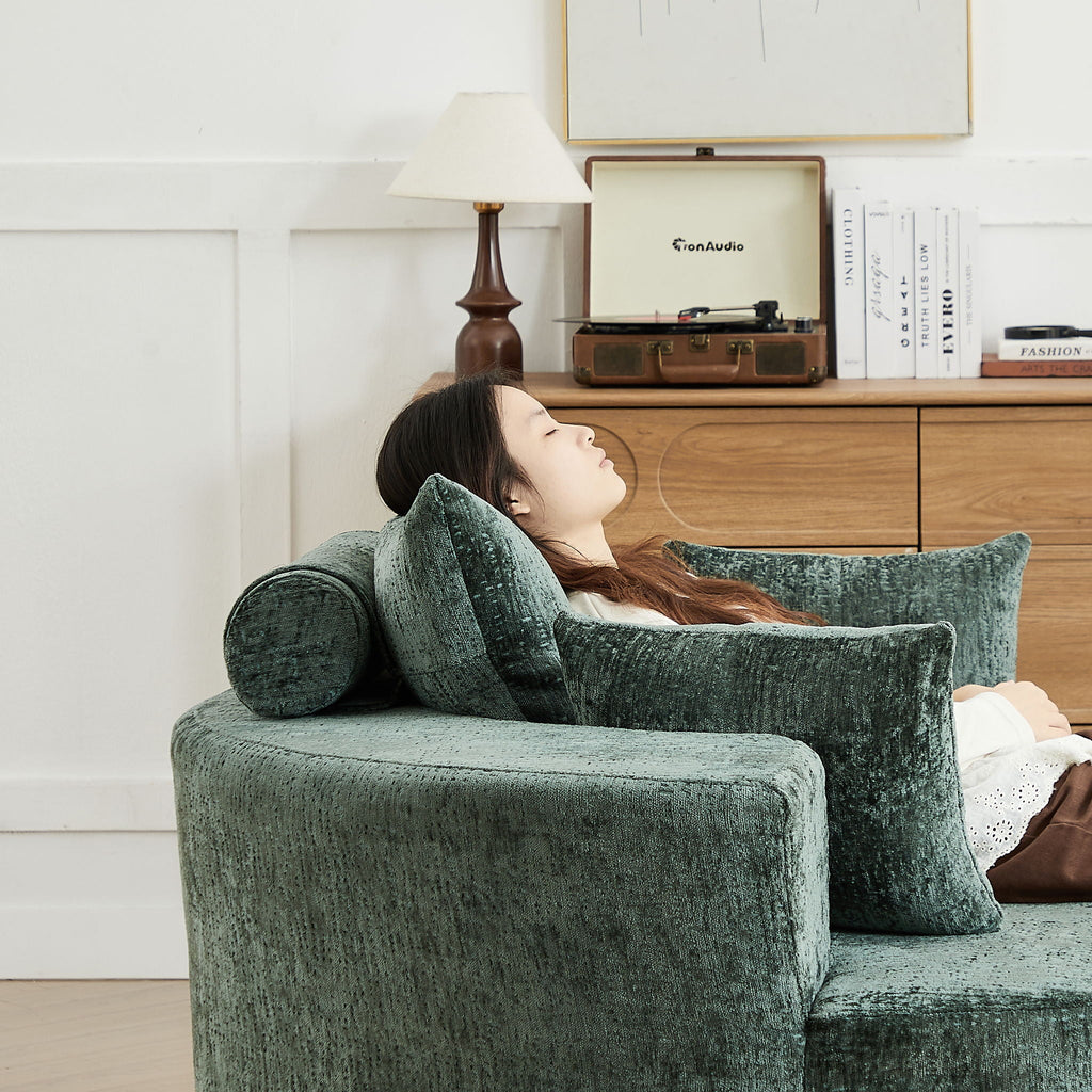 Swivel Sleeper Chair with Supportive Pillow and 360° Base - Multiple Colors