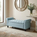 Light Blue Tufted Storage Bench with Upholstered Seating - Light Blue
