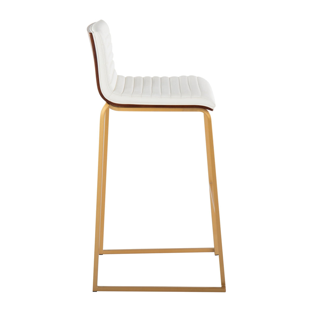 Mason Mara Contemporary Fixed Height Barstool Set with Upholstered Seat - White, Dark Gray, Black