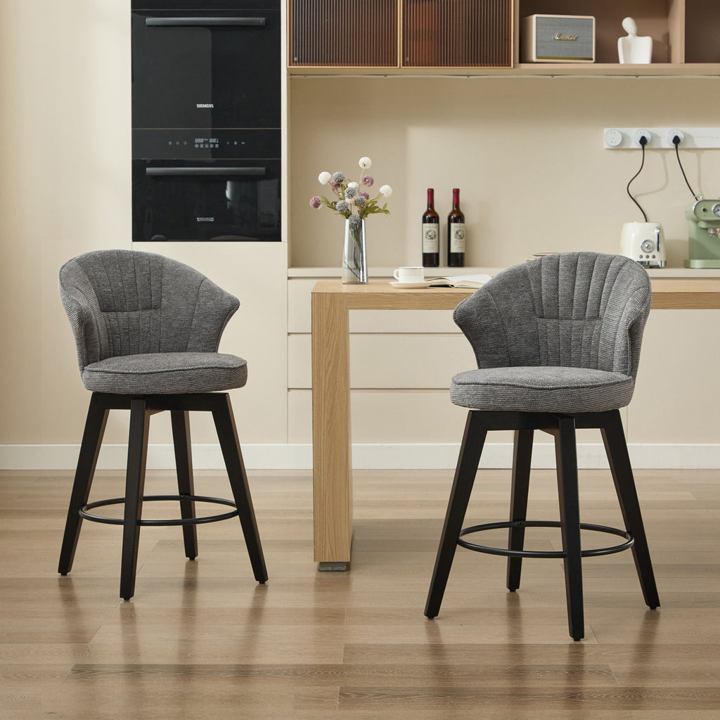 Wing Back Swivel Bar Stools with Adjustable Leveling Feet - Dark Gray or White