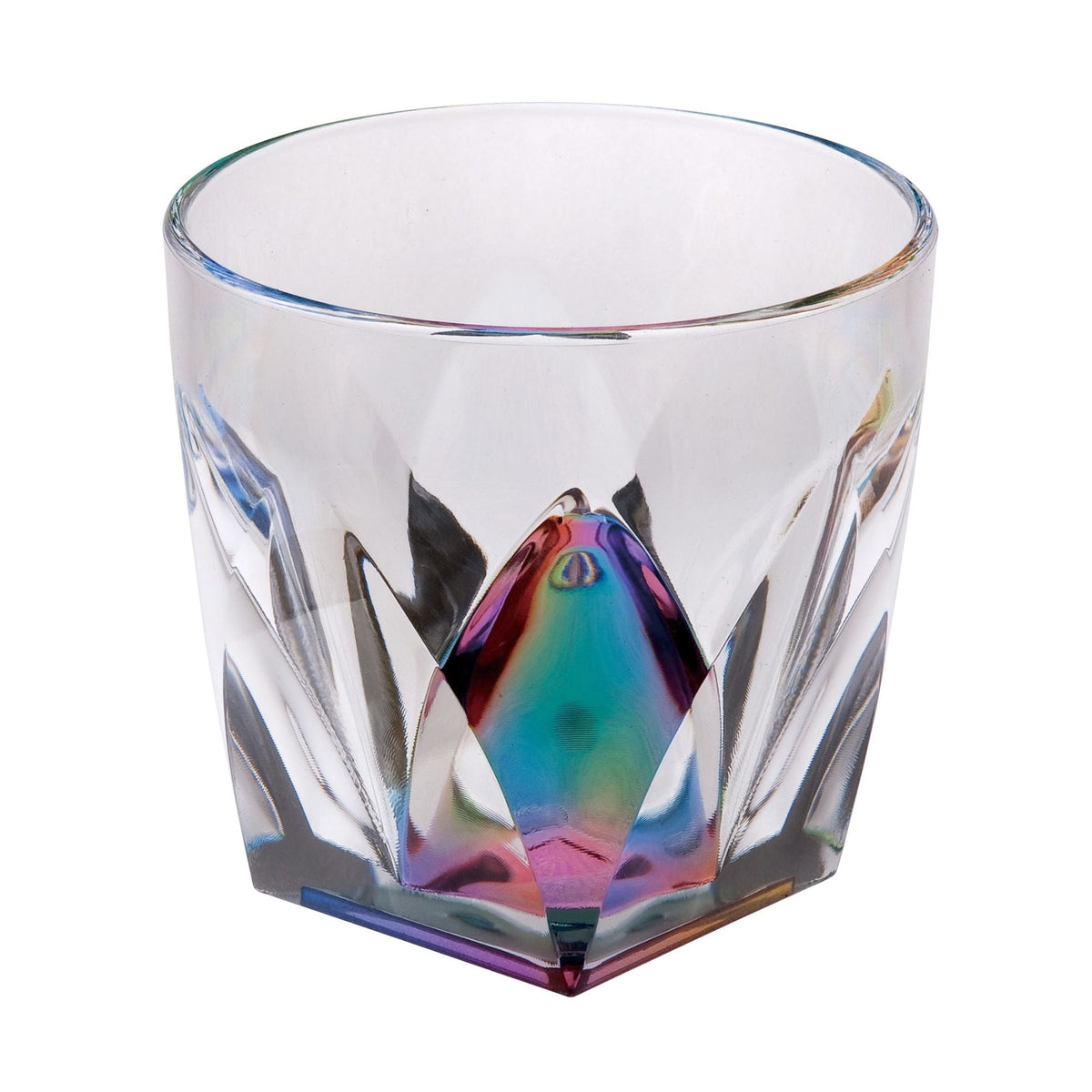 Rainbow Diamond Acrylic Cocktail Glasses Set of 4 with BPA-Free Plastic - Clear