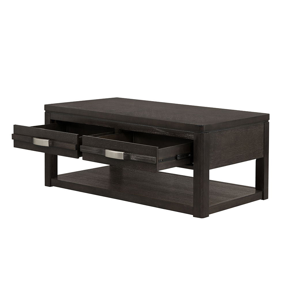 Elegant Dark Brown End Table with Storage Drawer and Shelf