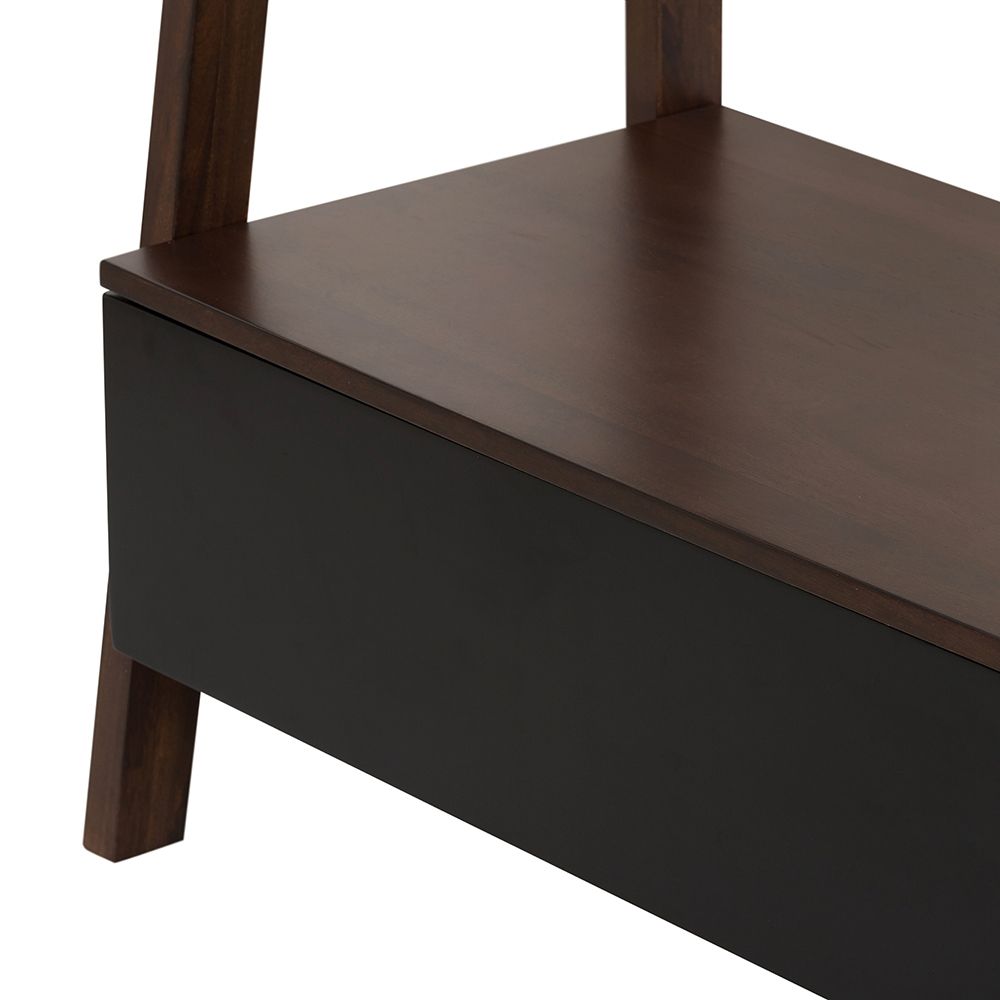 Natural Wood Ladder Bookcase with Sturdy Construction - Brown