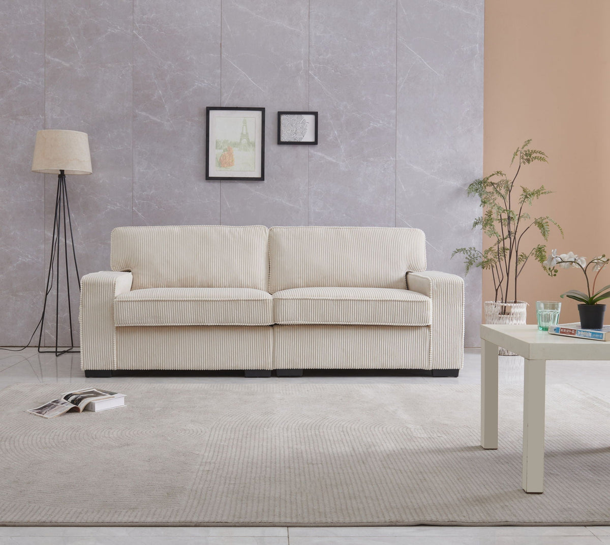 Exceptional Comfort Loveseat with Adjustable Headrests - Beige or Dark Gray