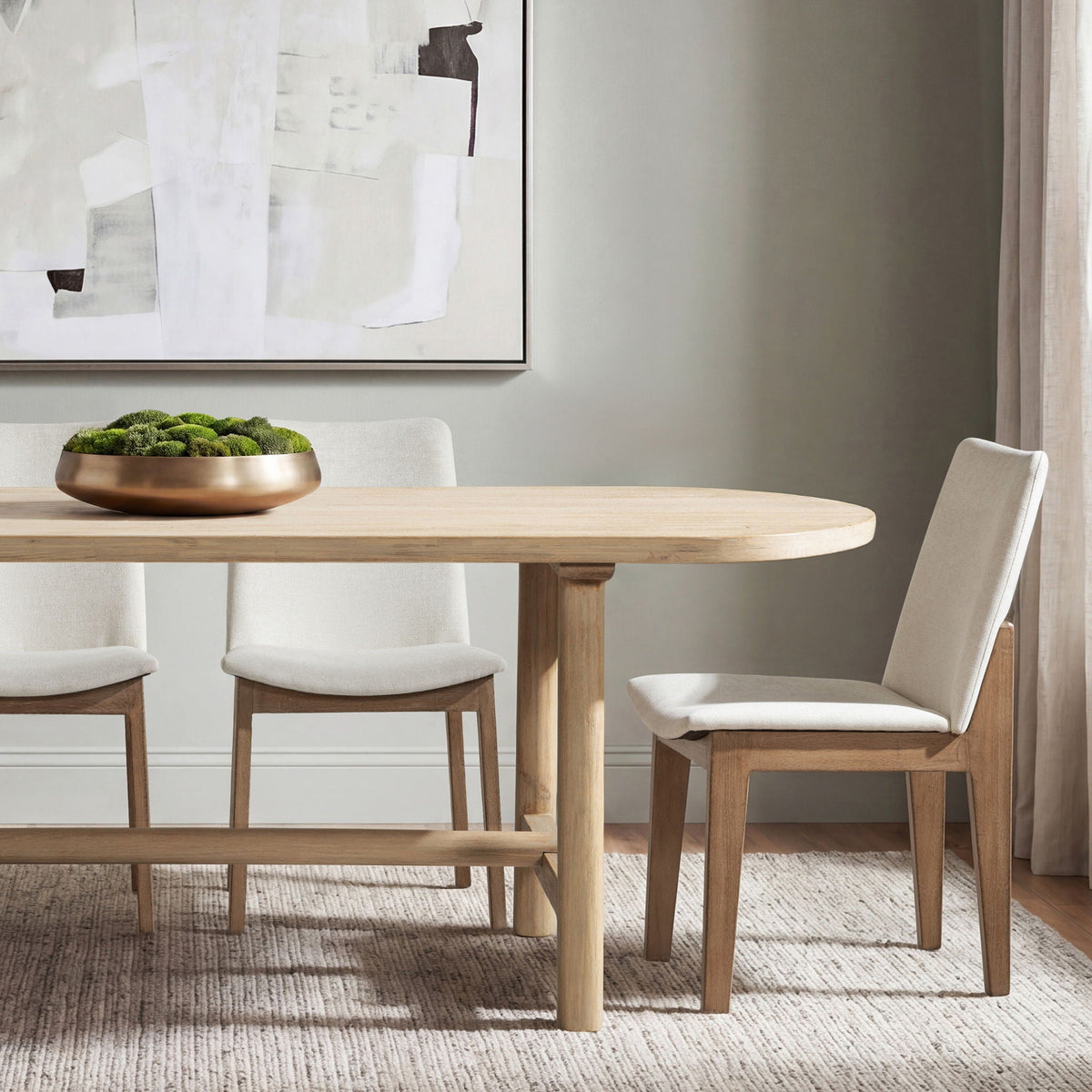 8-Seat Oval Dining Table with Reclaimed Pine - Natural
