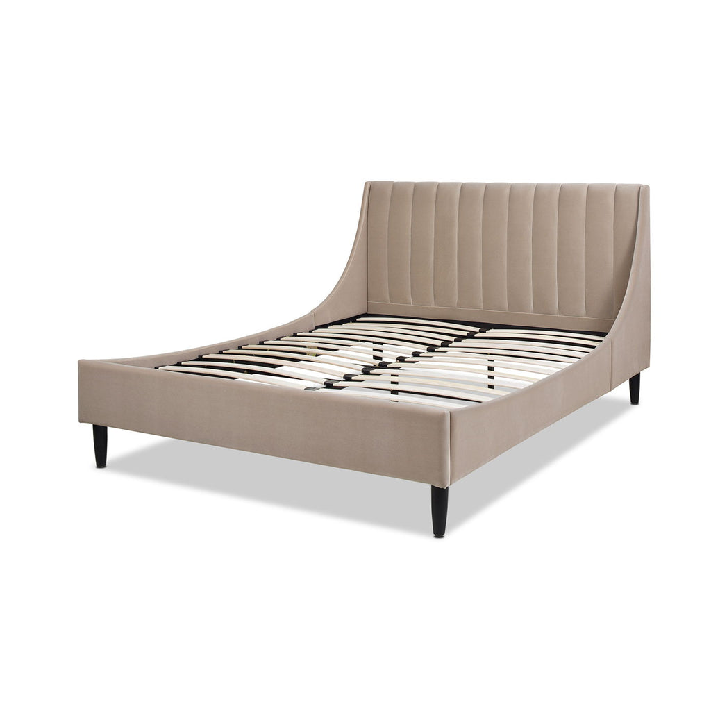 Vertical Tufted Modern Headboard Platform Bed Set with Upholstered Finish - Multiple Colors