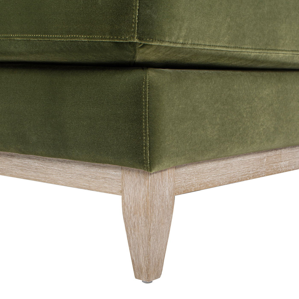 Olive Green Modern Farmhouse Chaise Lounge Chair with Sustainable Rubberwood Base