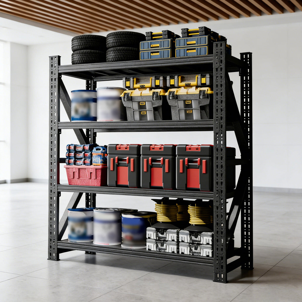 Heavy Duty Metal Adjustable Garage Shelves with 4000LBS Capacity - Black