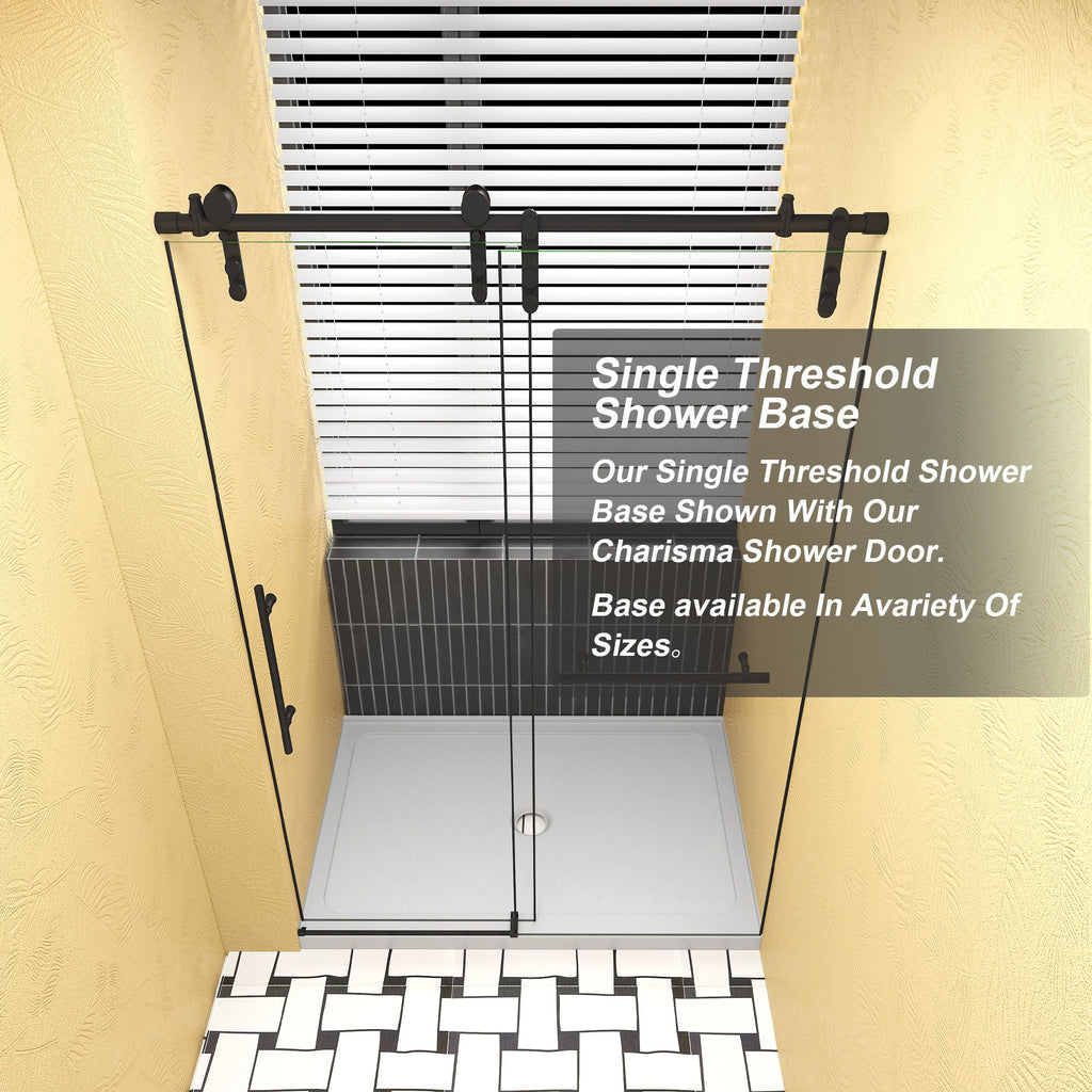 Gloss White Shower Base with Center Drain - Durable Acrylic Construction