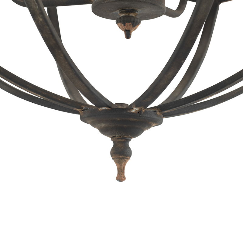 4 Light Metal Chandelier With Adjustable Chain - Black