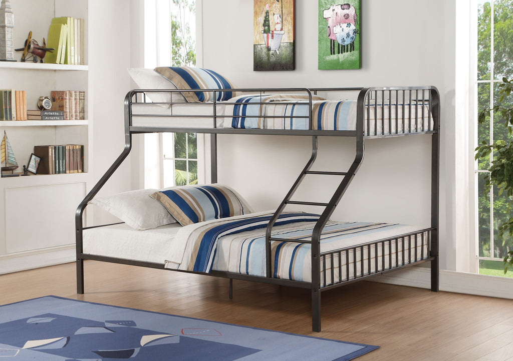 Caius Twin Long Queen Bunk Bed - Gunmetal