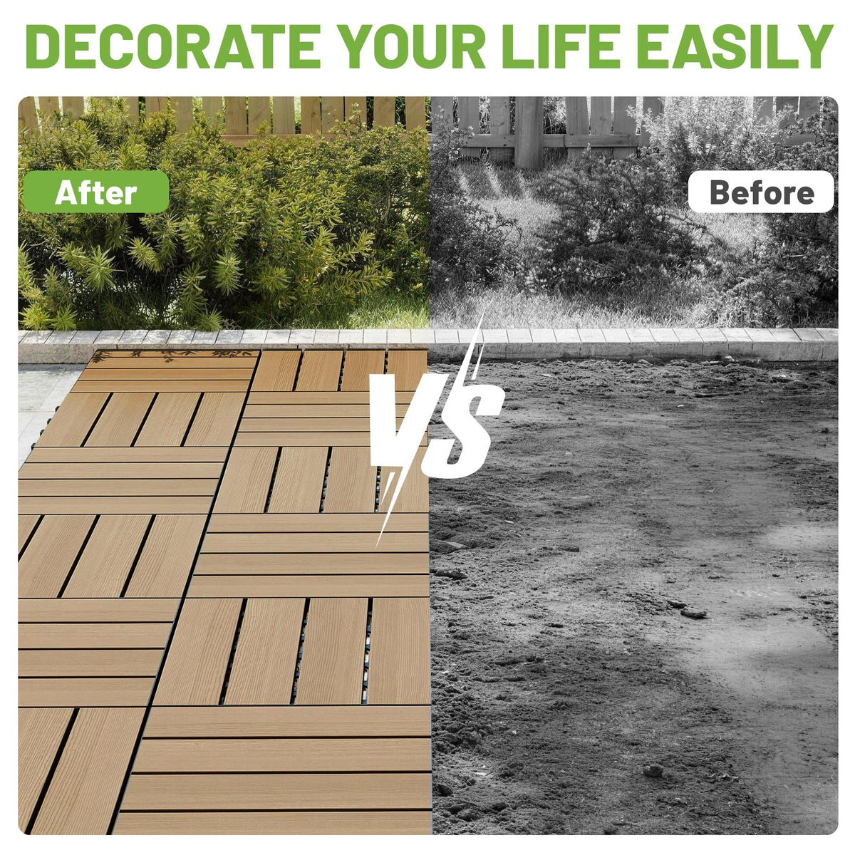 HDPE Interlocking Deck Tiles with All-Weather Durability - Dark Brown or Dark Grey