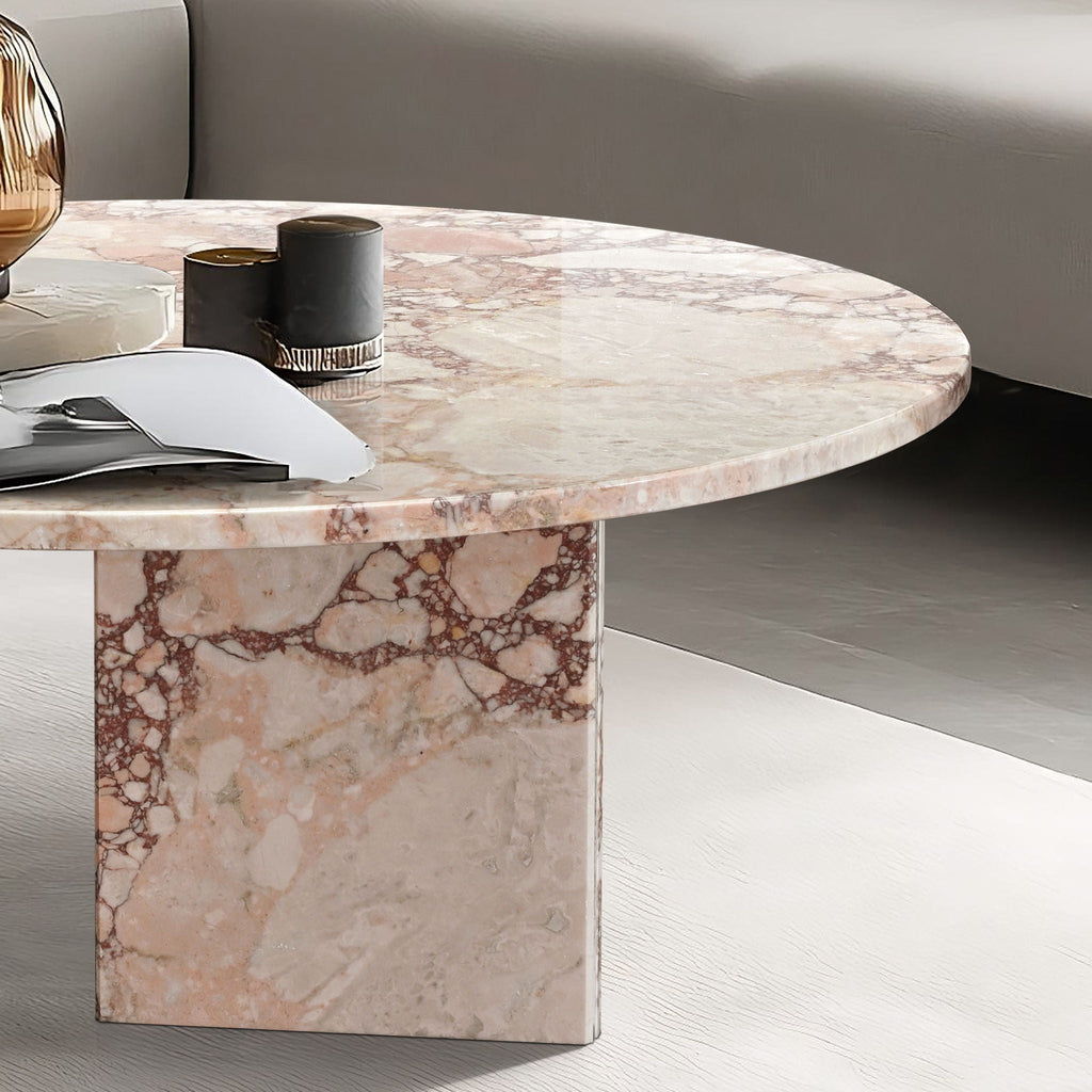 Elegant Coffee Duo Table Set with Natural Marble Tops - Multiple Colors