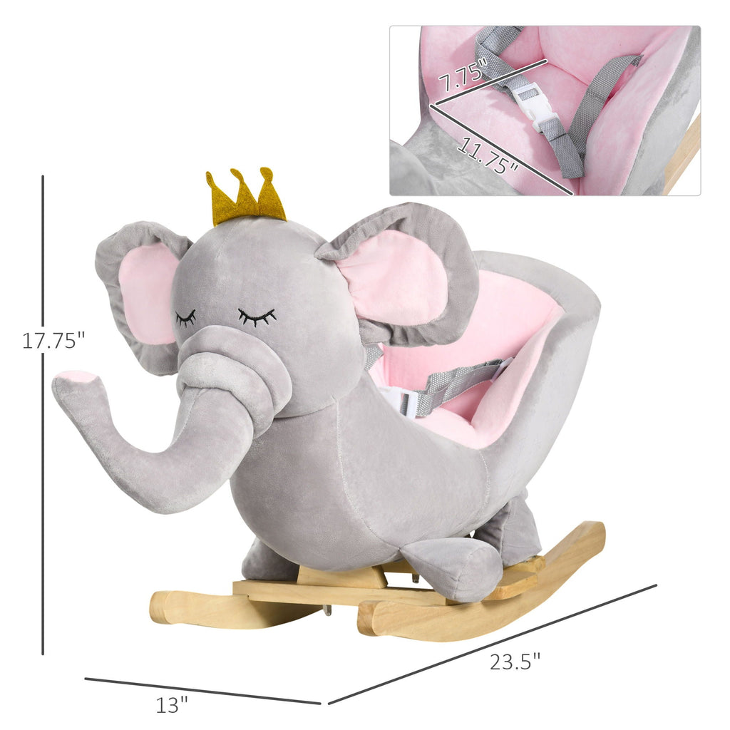 Gray Elephant Rocking Chair with Sound and Safety Belt