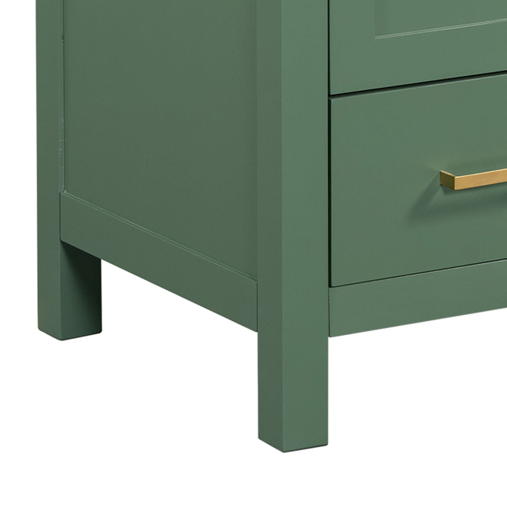Green Bathroom Vanity with Single Undermount Sink and Storage - Solid Wood