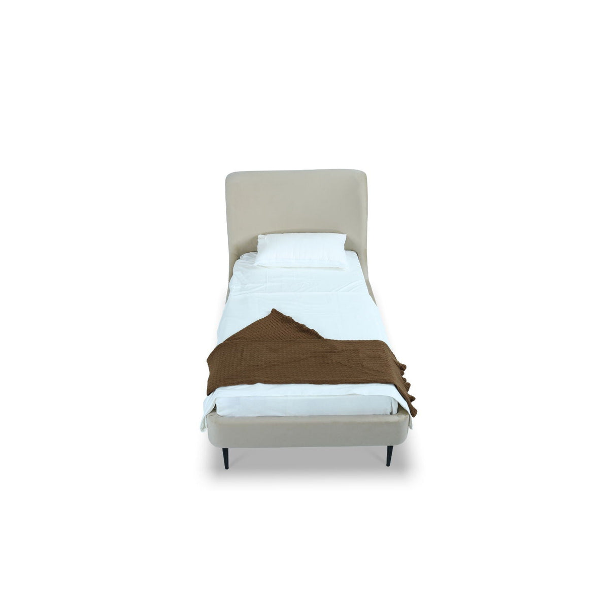 Heather Upholstered Bed with Curved Headboard - Multiple Colors