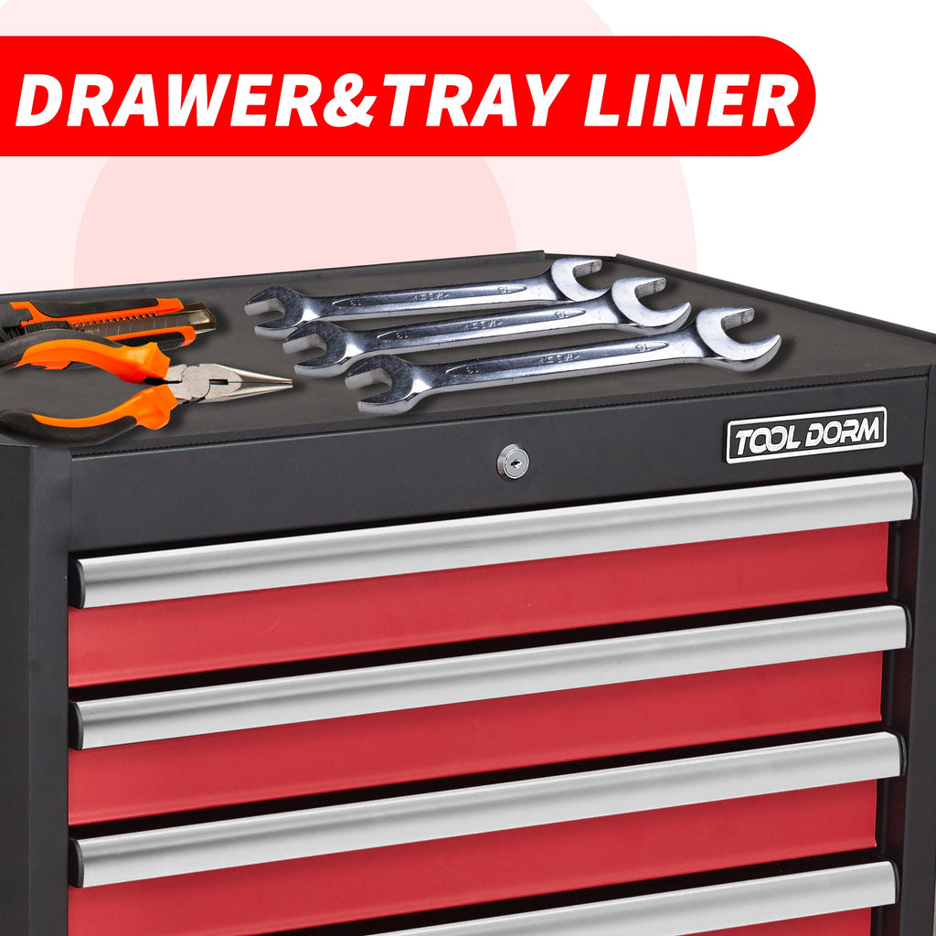 7-Drawer Rolling Tool Chest with Locking Wheels - Black+Red