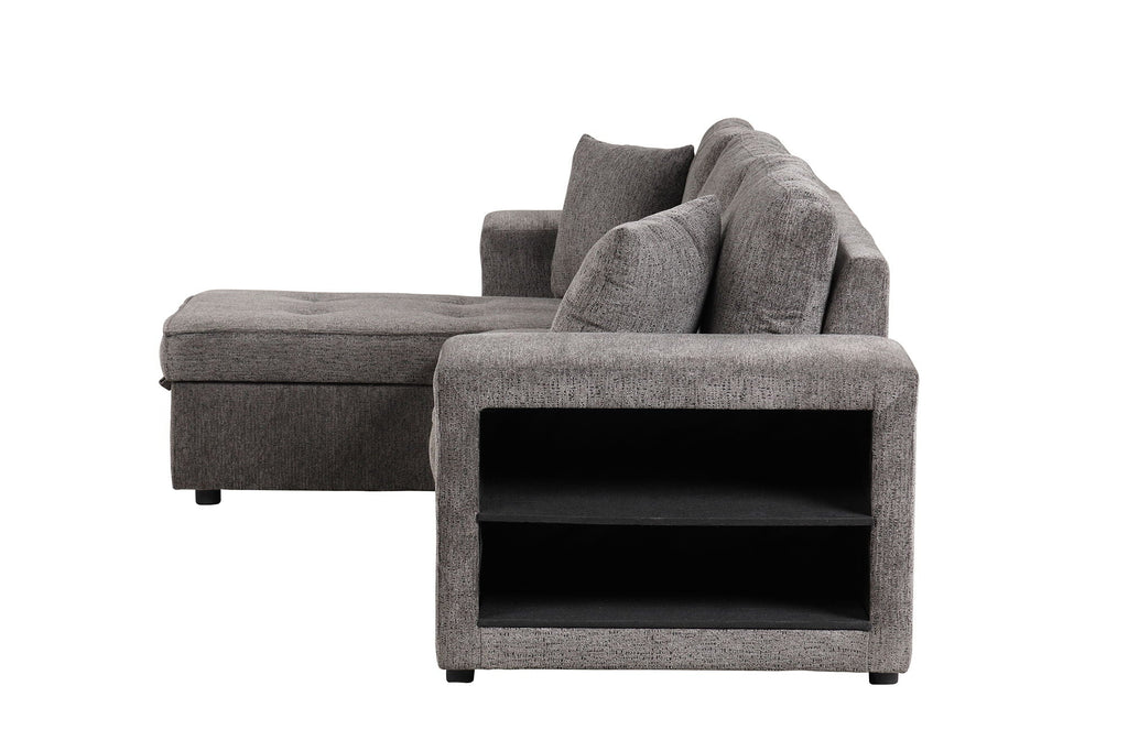 Reversible L-Shape Sleeper Sectional Sofa with Storage Chaise and 2 Stools - Multiple Colors