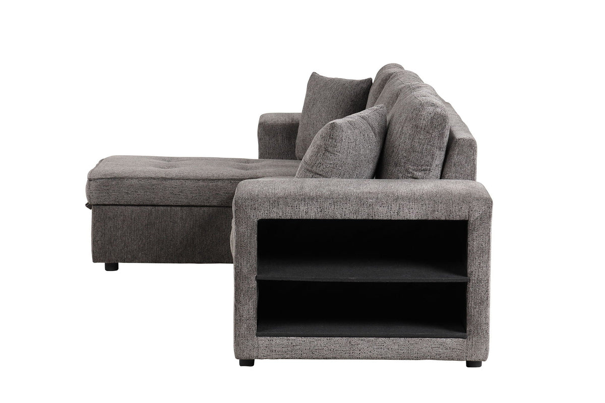Reversible L-Shape Sleeper Sectional Sofa with Storage Chaise and 2 Stools - Multiple Colors