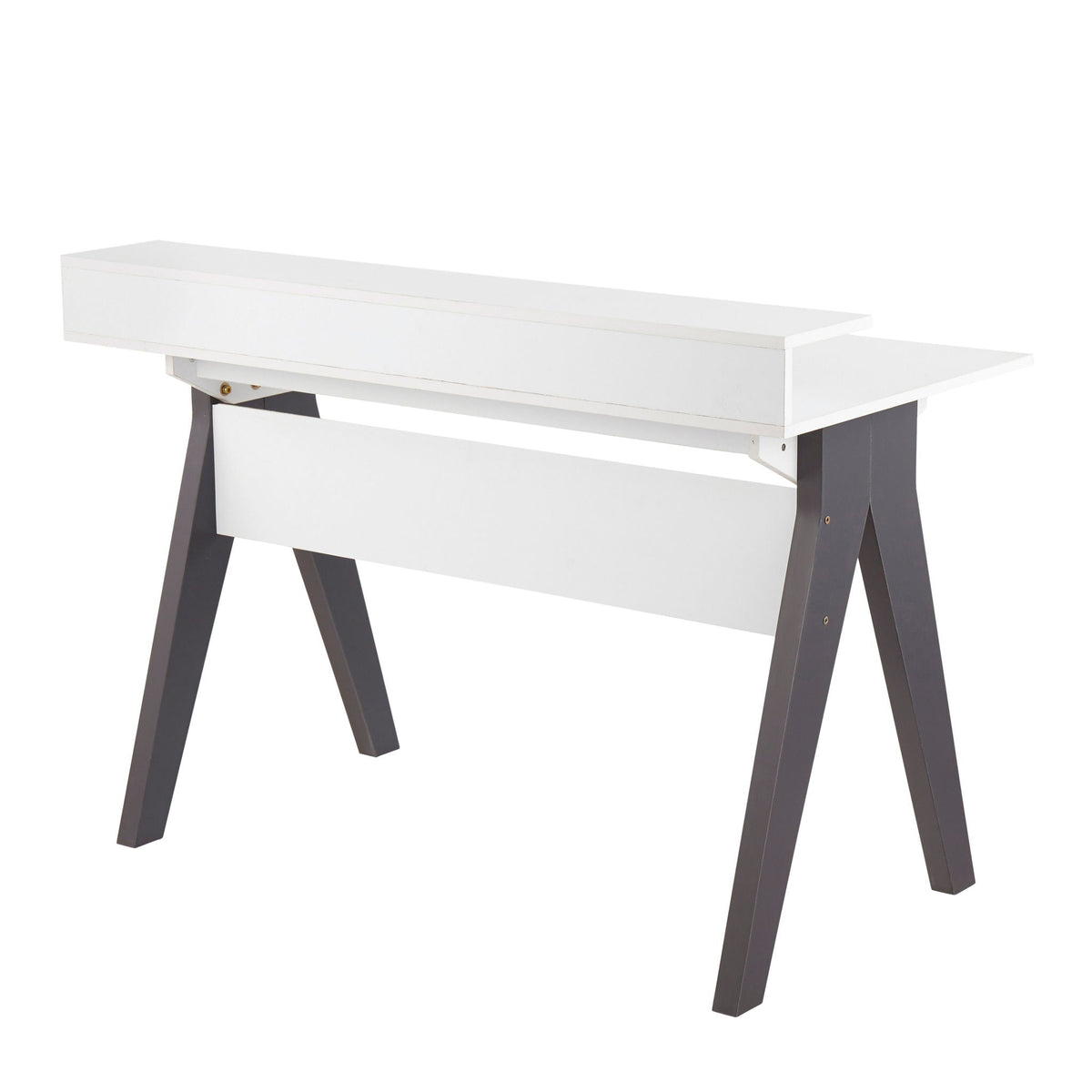 Contemporary Lift Top Desk with Storage - Gray / White