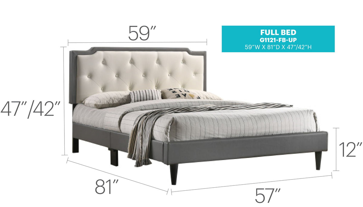 Two Tone Upholstered Bed with Button Tufted Headboard - Multiple Colors