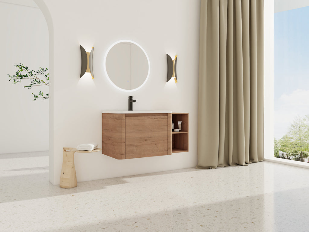 40'' Wall-Mounted Bathroom Vanity with Storage - Plywood