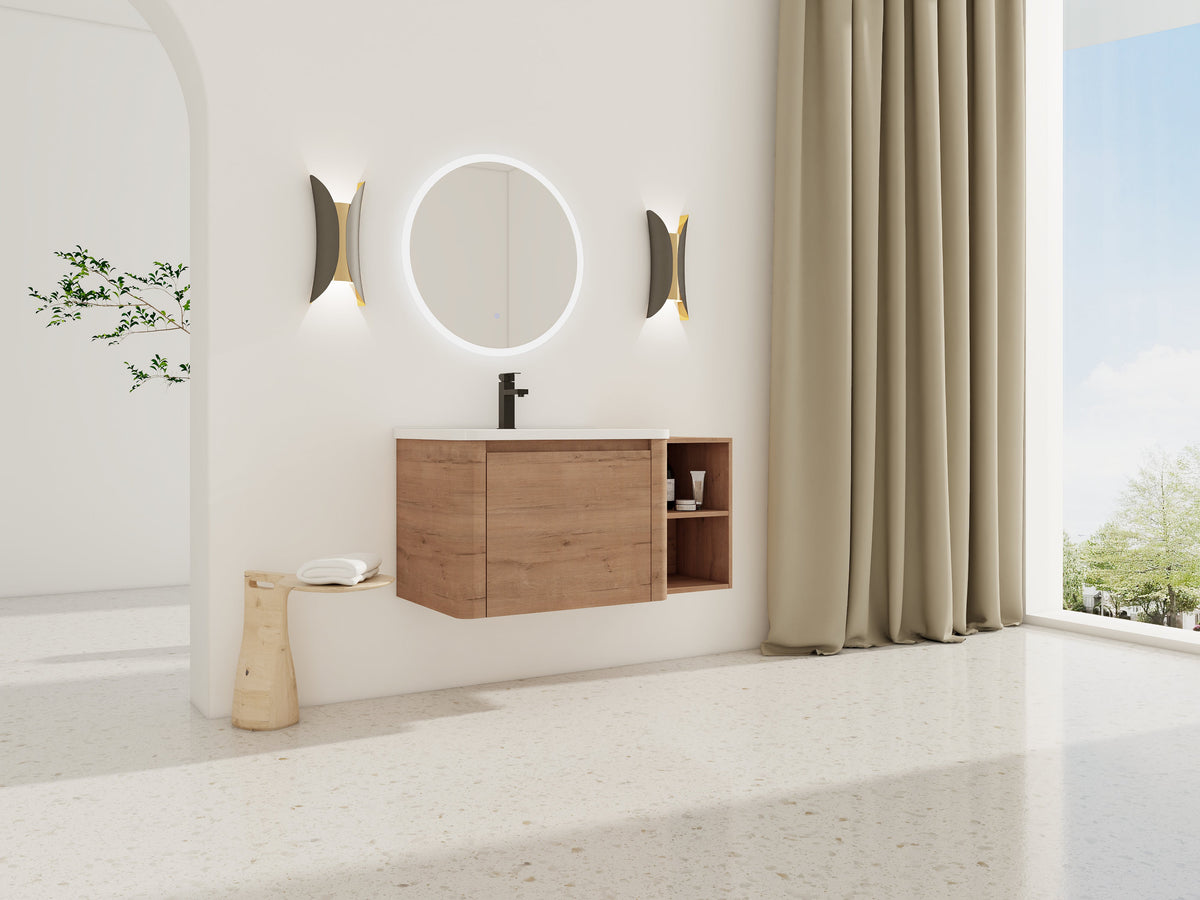 40'' Wall-Mounted Bathroom Vanity with Storage - Plywood