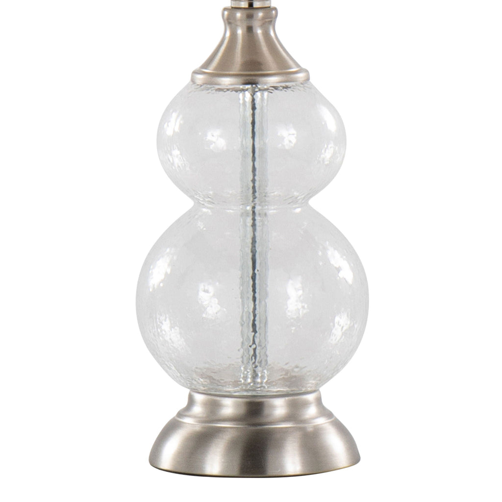 Contemporary Seeded Glass Lamp Set of 2 with Drum Shade - White