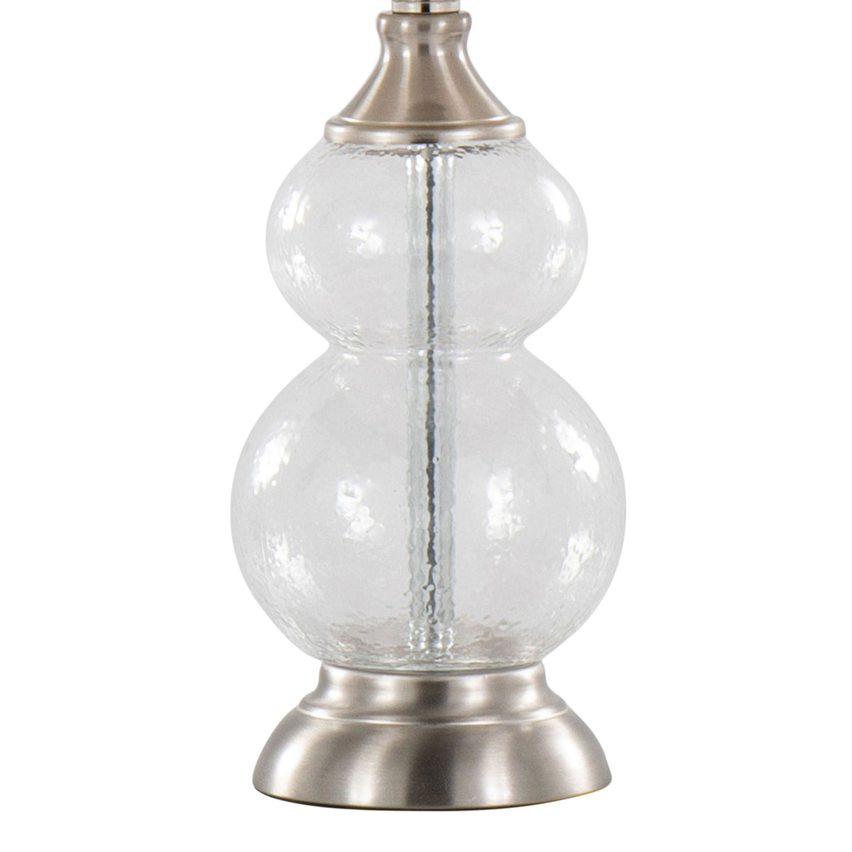 Contemporary Seeded Glass Lamp Set of 2 with Drum Shade - White