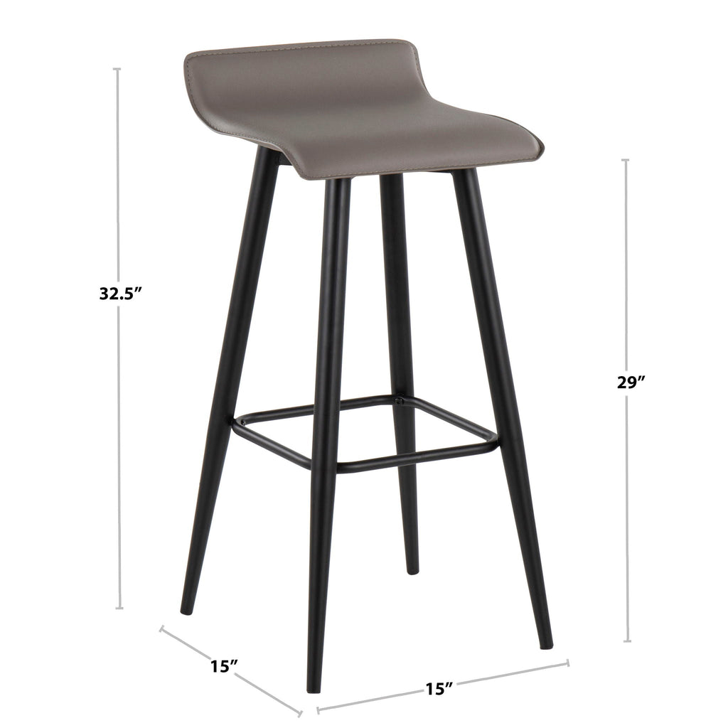 Contemporary Fixed Height Bar Stool Set with Metal Base - Pearl Silver or White