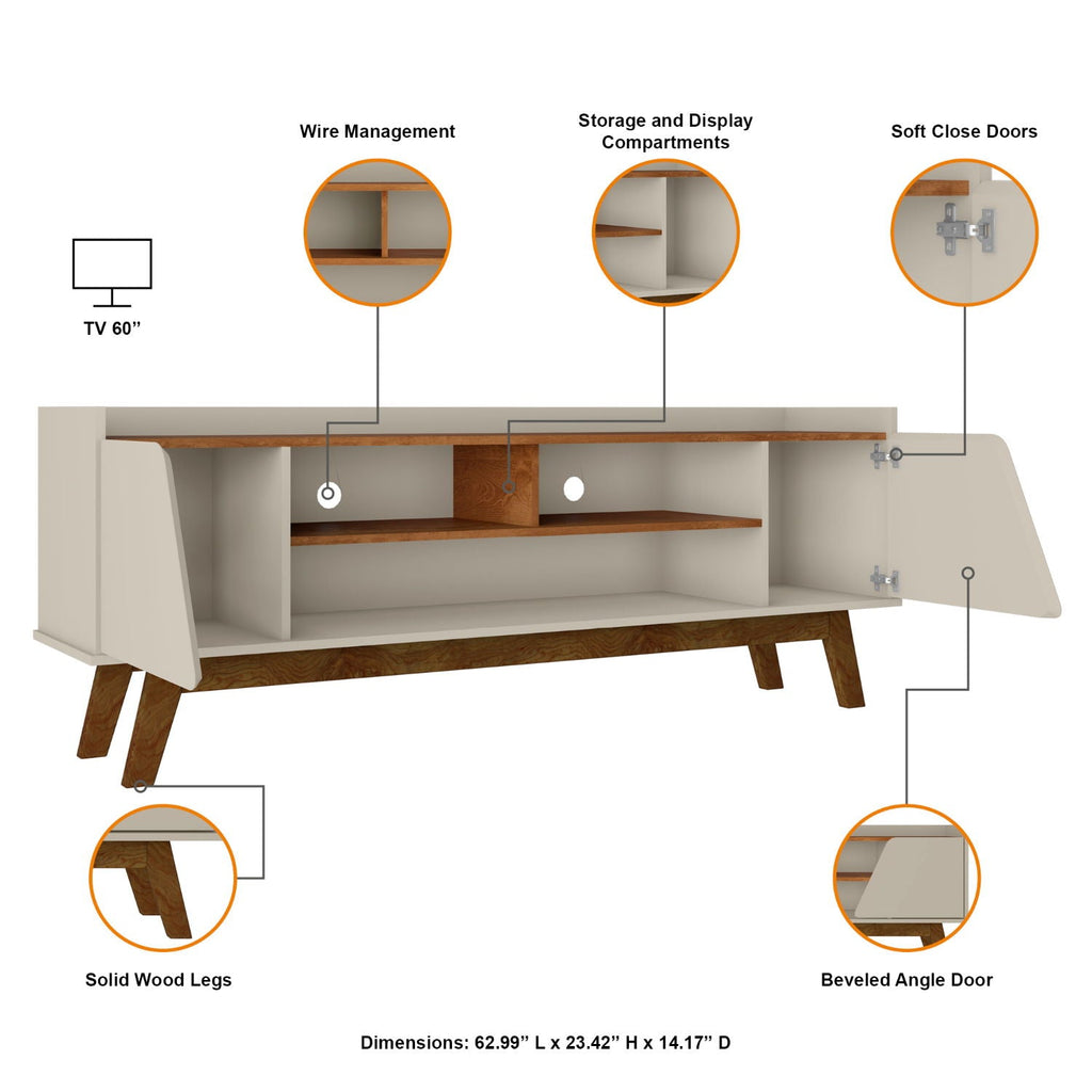 TV Stand with 5 Shelves and Soft Close Doors - Multiple Colors